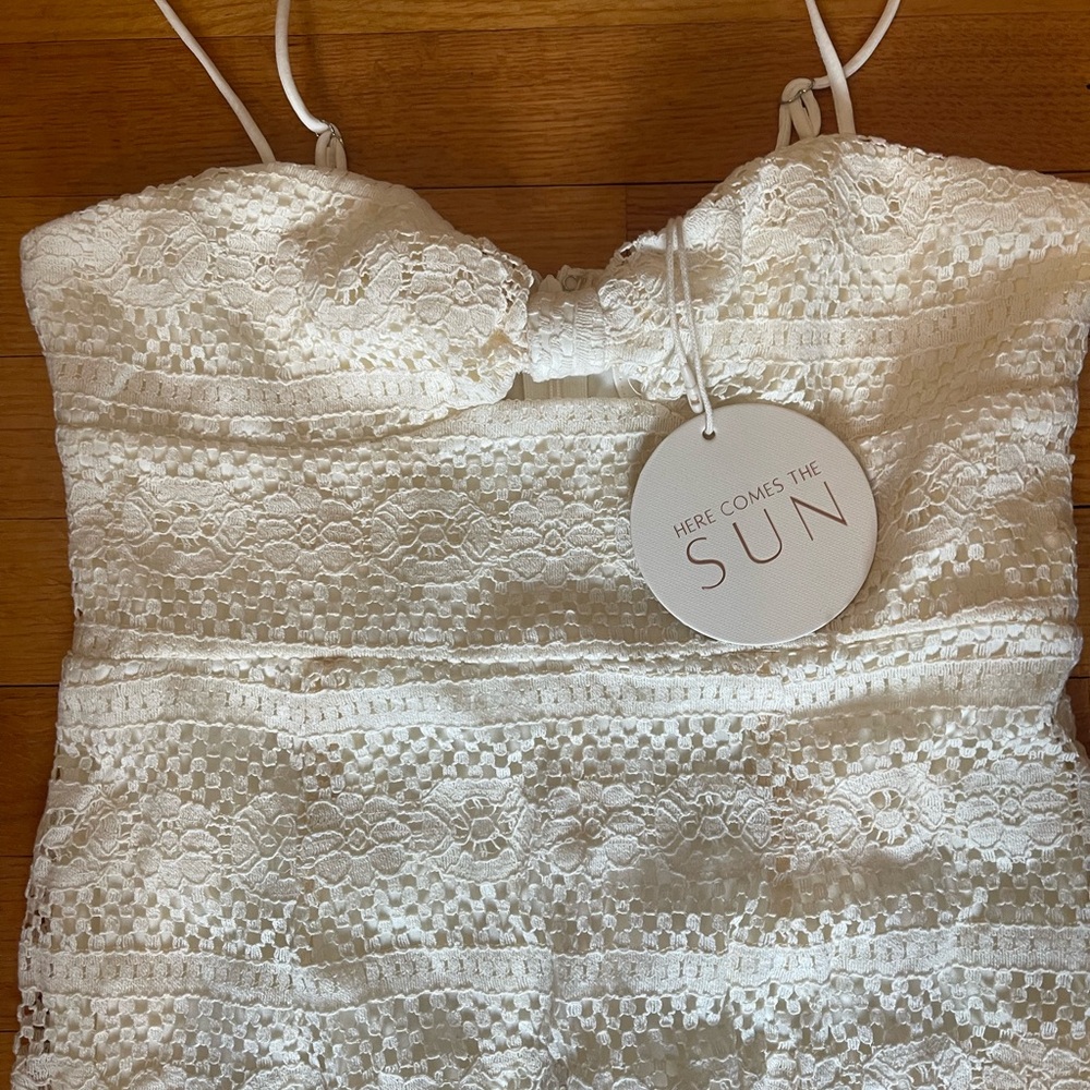 Here Comes The Sun White Lace Spaghetti Strap Dress